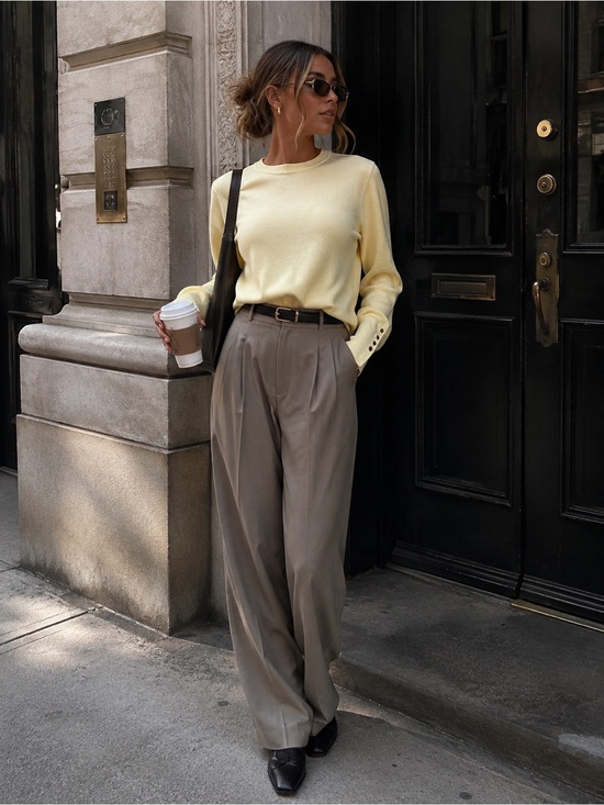 Zara Sweaters - Zara Soft Lemon Crewneck Sweater with Cuff Buttons